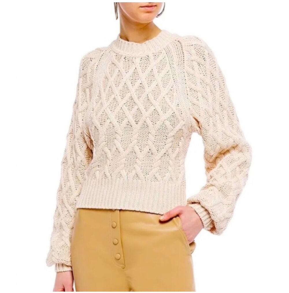 Equipment Sweater Womens XS Cream Roesia Long Sleeve Chunky Knit Fisherman Knit